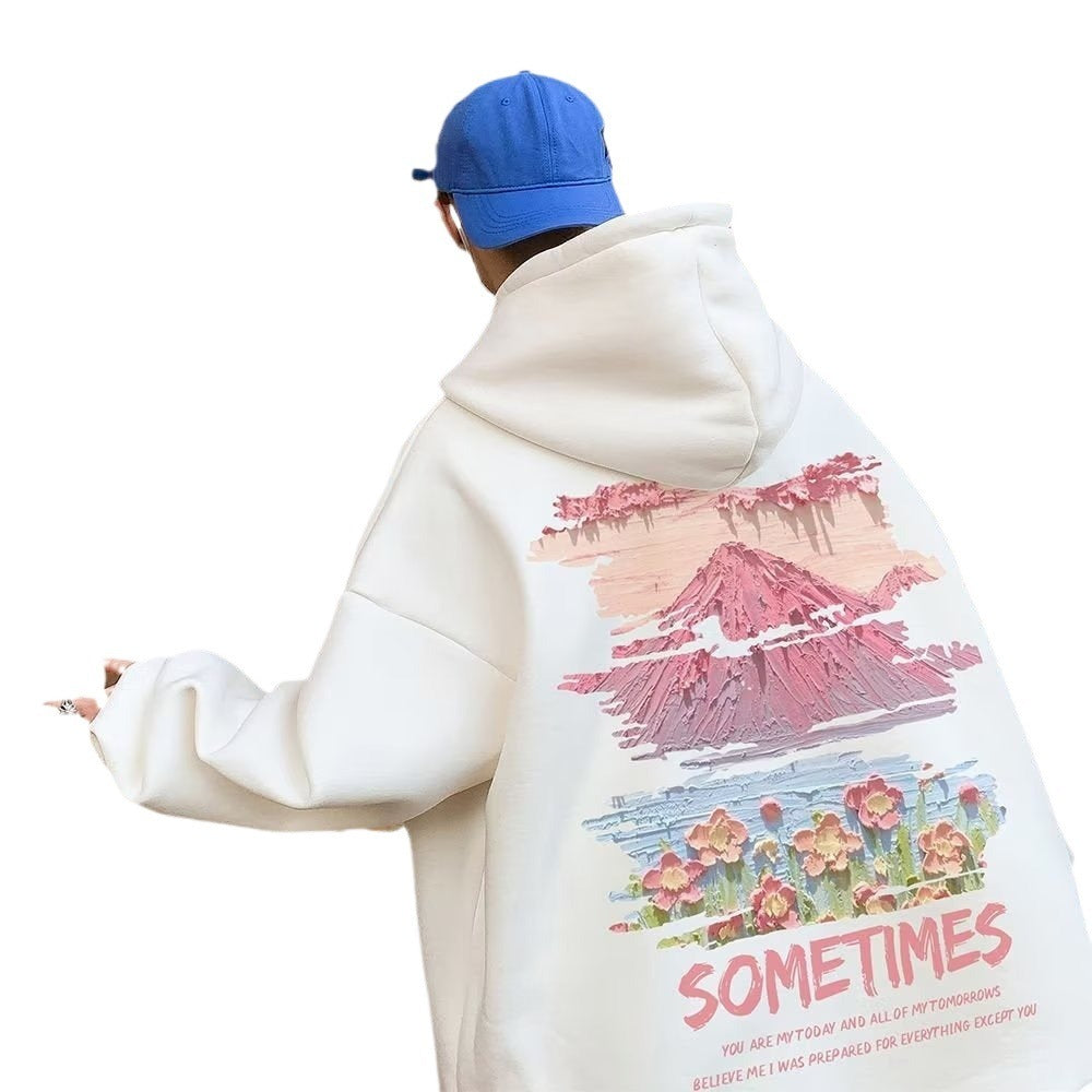 American Retro Hooded Sweater Men's Couple Coat
