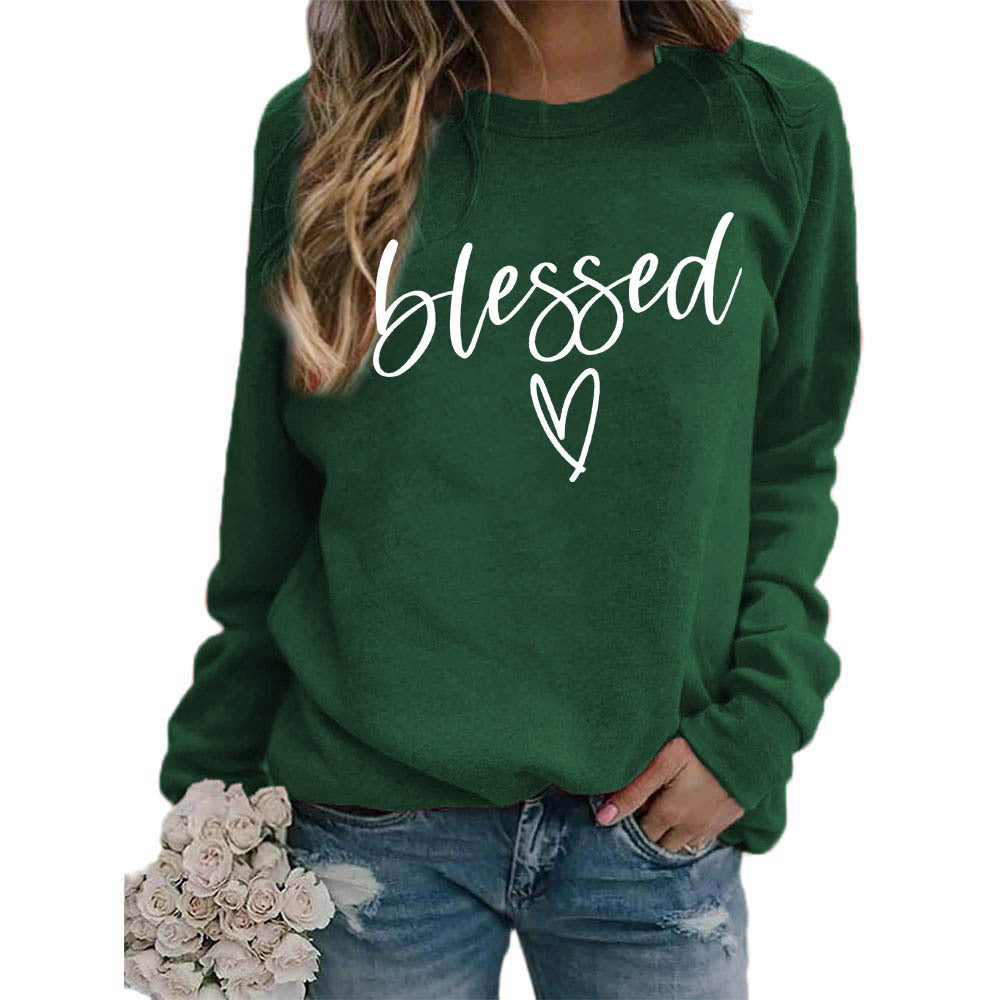 Love Print Round Neck Women's Top