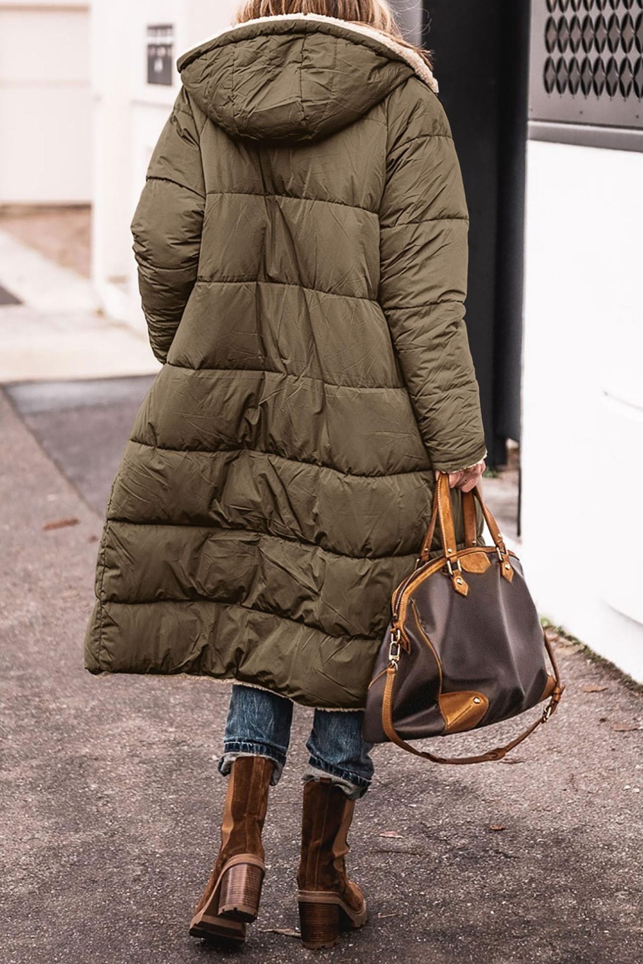 Solid Colour Hooded Long Coat Winter Long Sleeve Double-sided Wear Slim Elegant Cardigan Jacket Top Women's Clothing