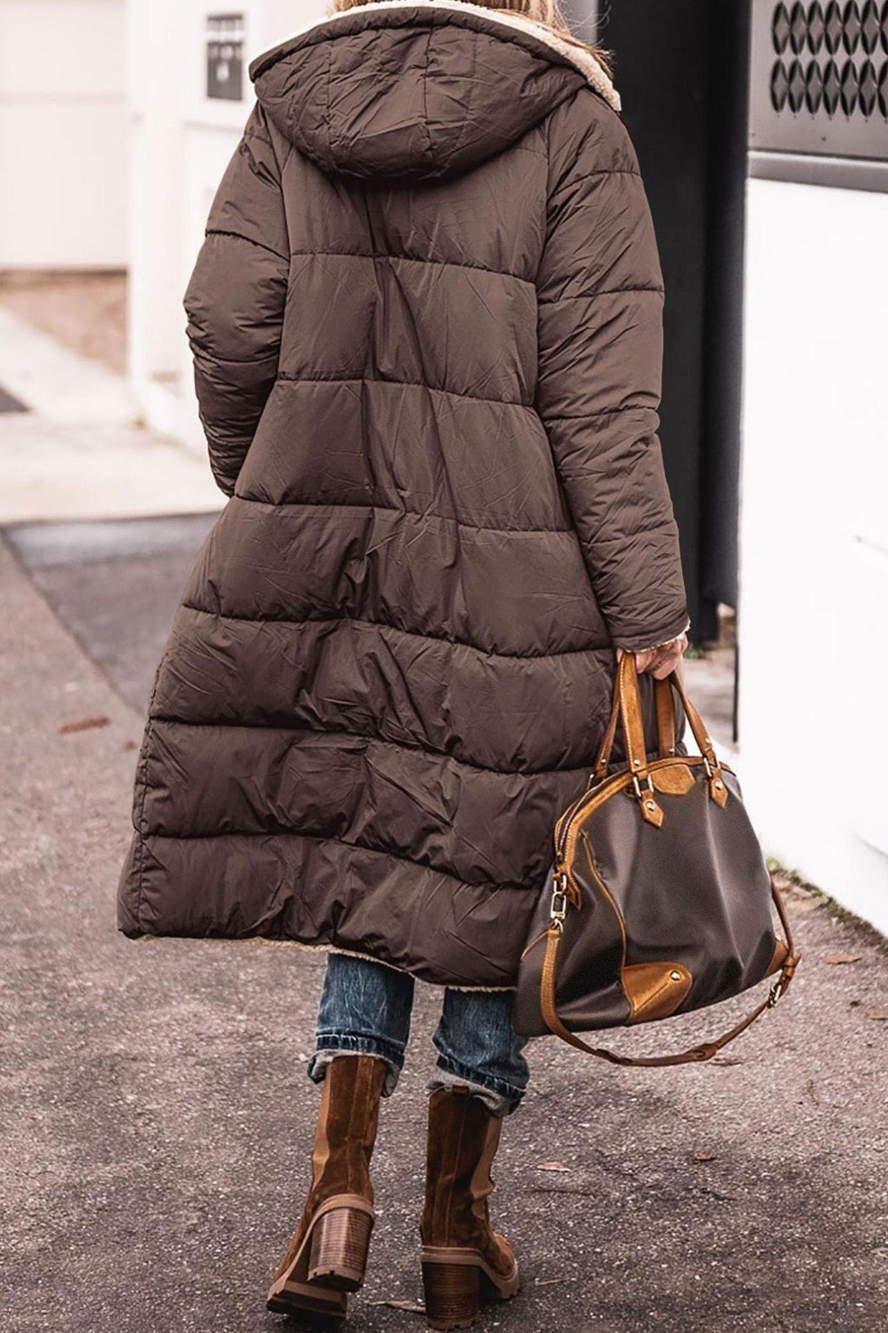 Solid Colour Hooded Long Coat Winter Long Sleeve Double-sided Wear Slim Elegant Cardigan Jacket Top Women's Clothing