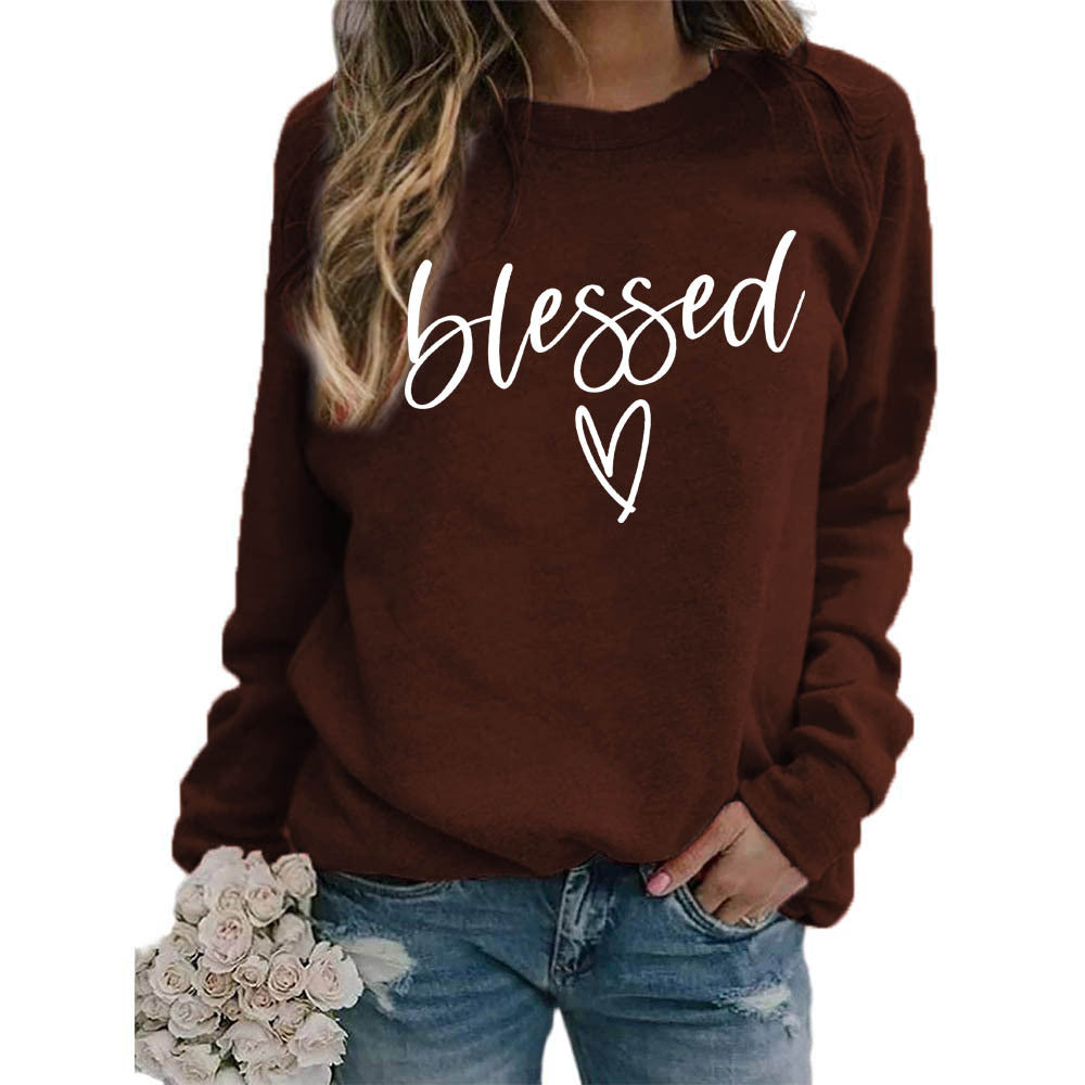 Love Print Round Neck Women's Top