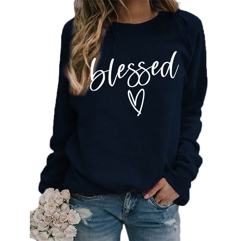 Love Print Round Neck Women's Top