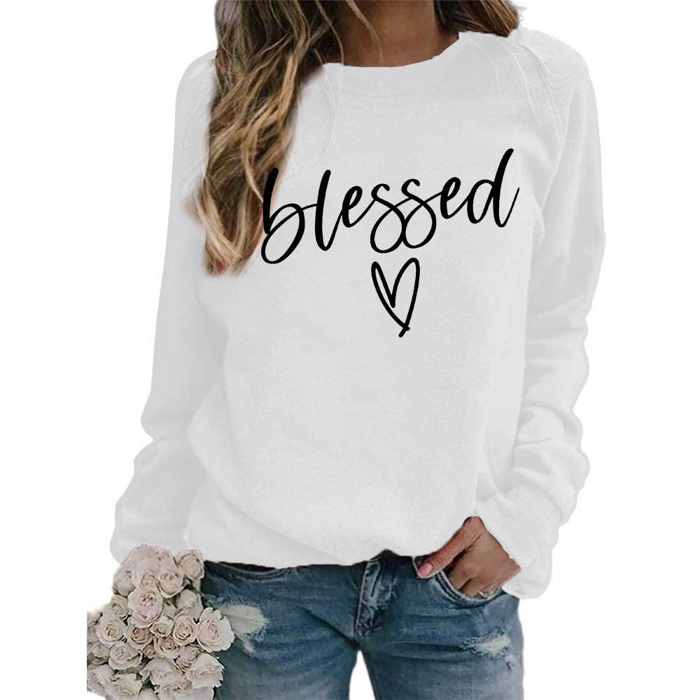 Love Print Round Neck Women's Top