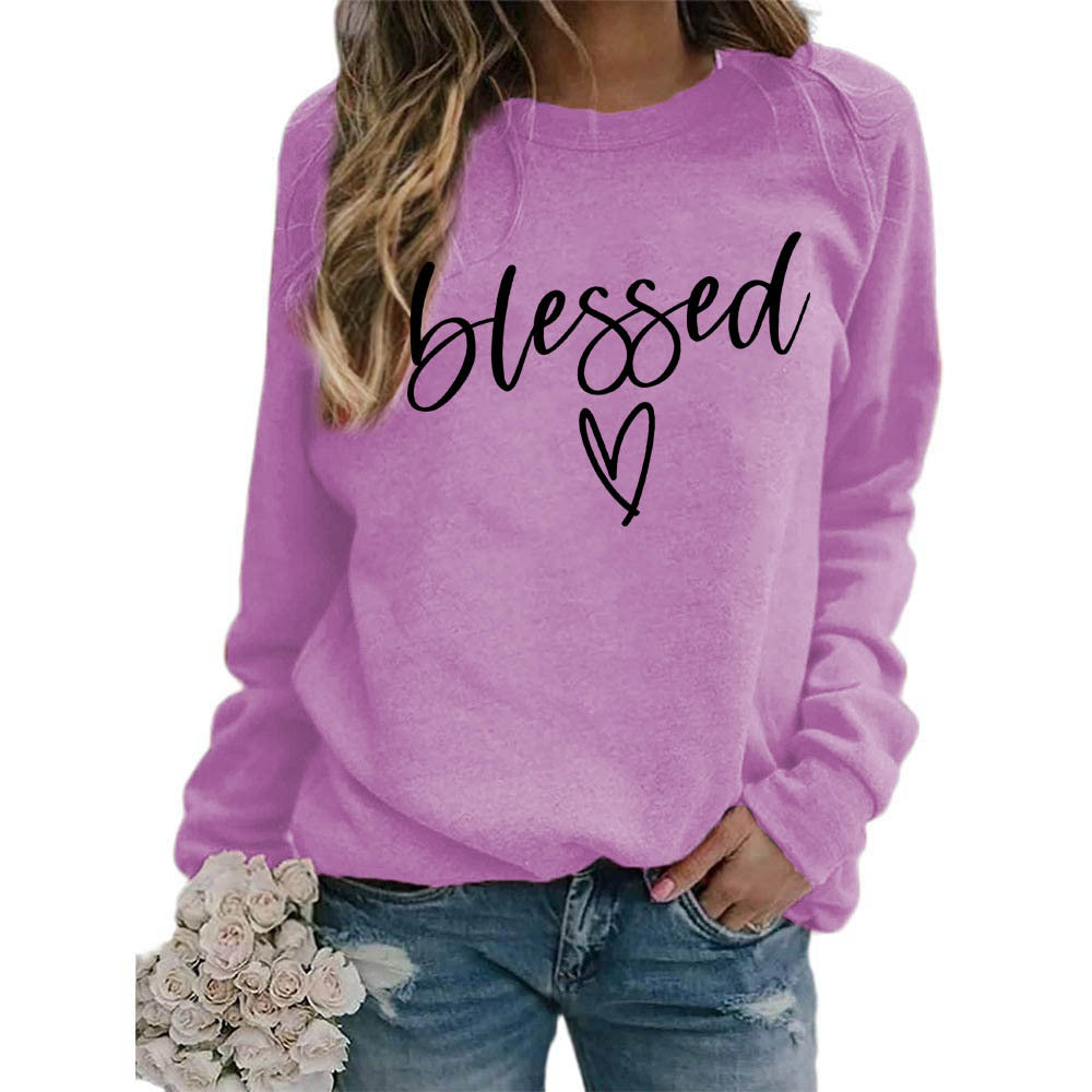 Love Print Round Neck Women's Top