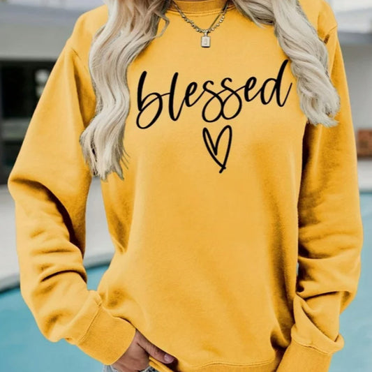 Love Print Round Neck Women's Top